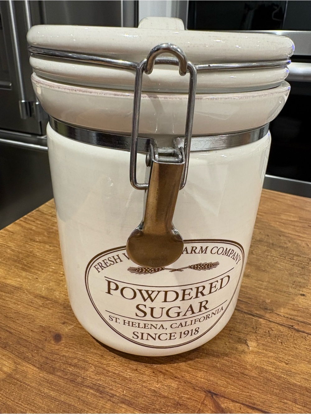Fresh Valley Farm by Chefs Stoneware Powdered Sugar Canister with Airtight Lid